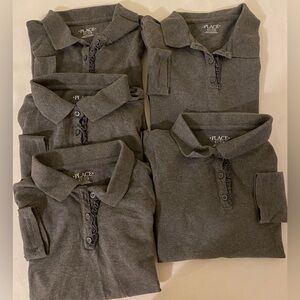 Five Children’s Place Girls Uniform Ruffle Pique Polos- Gray  
Size L 10/12